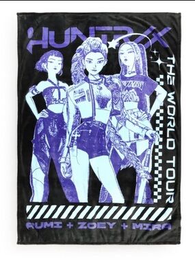 KPop Demon Hunters World Tour Throw Blanket Purple/Black